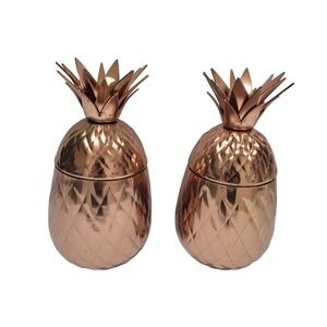 Godinger Pineapple Cups Set of 2 Vintage Tumblers Cocktail Gold